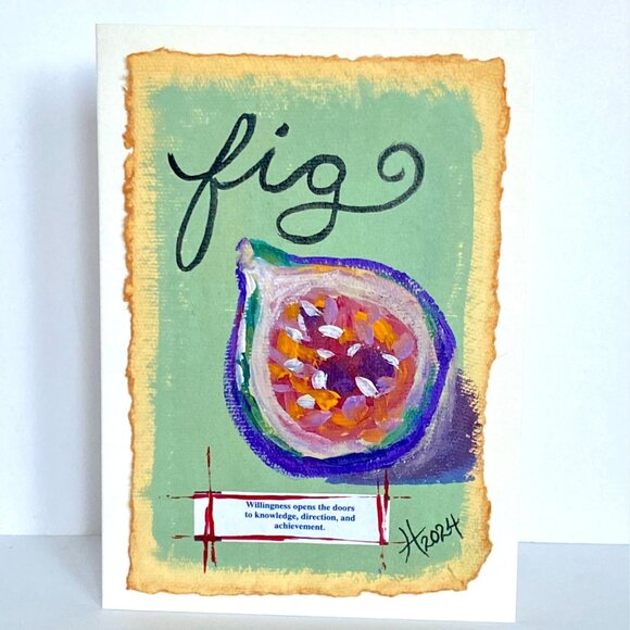 Fig Fruit Collage Art Handmade Original Blank Greeting Card and Envelope - Picture 2 of 4